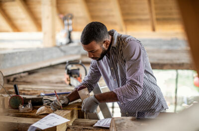 Stock Man Doing Home Renovations